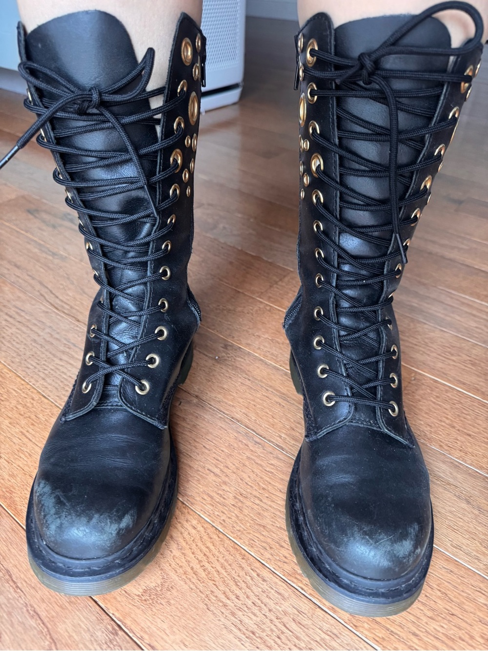 Dr. Martens Black Lace-Up Grommet Combat Boots - Picture 2 of 6